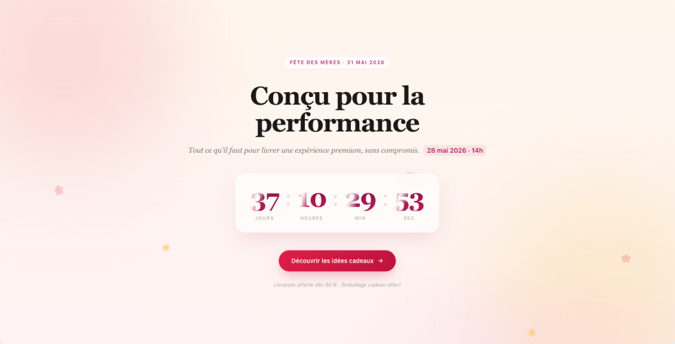 Aperçu — section Fête des mères avec compte à rebours